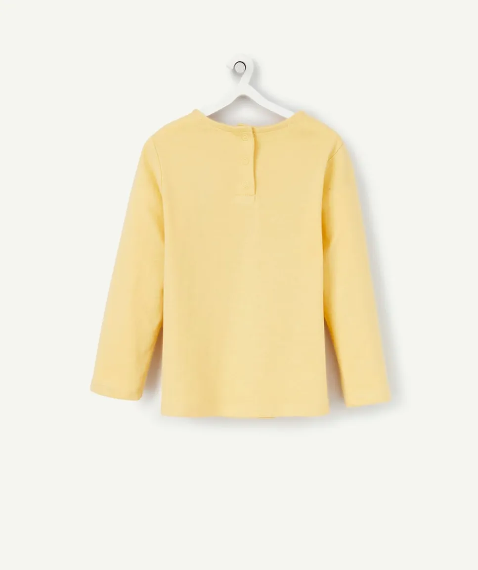 T-shirt manches longues jaune avec message bébé fille