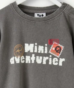 T-shirt oversize bébé garçon gris imprimé message