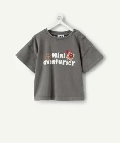 T-shirt oversize bébé garçon gris imprimé message