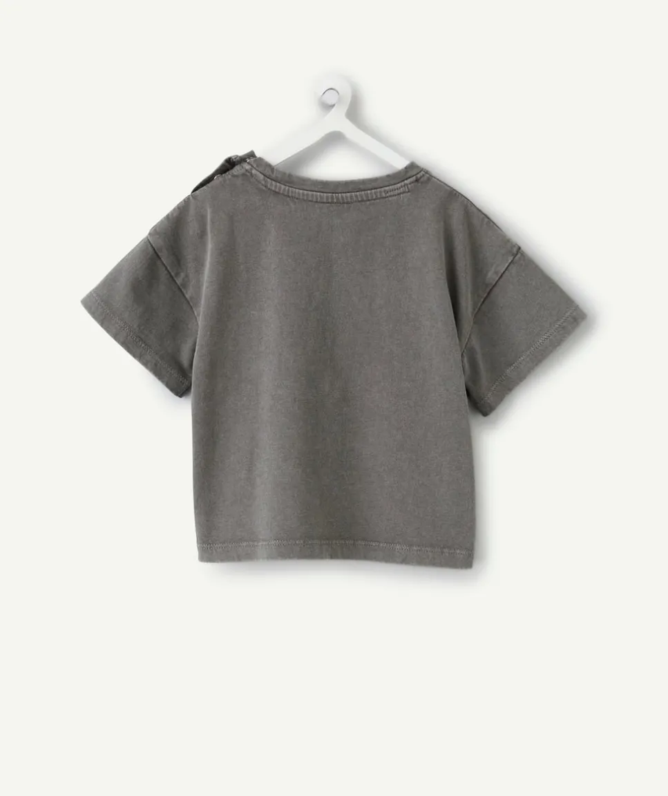 T-shirt oversize bébé garçon gris imprimé message