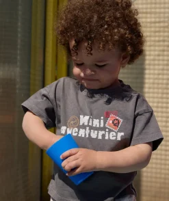 T-shirt oversize bébé garçon gris imprimé message