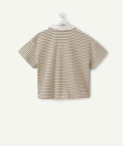T-shirt polo fille court rayé