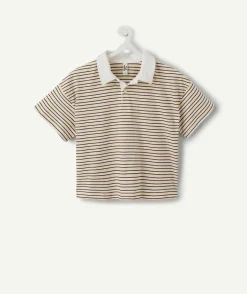 T-shirt polo fille court rayé