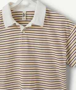 T-shirt polo fille court rayé