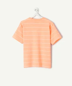 T-shirt rayé garçon orange patch poitrine