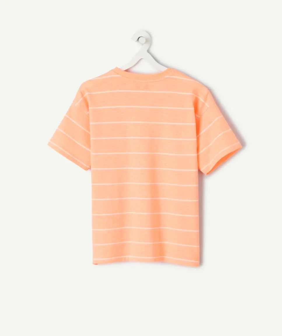 T-shirt rayé garçon orange patch poitrine