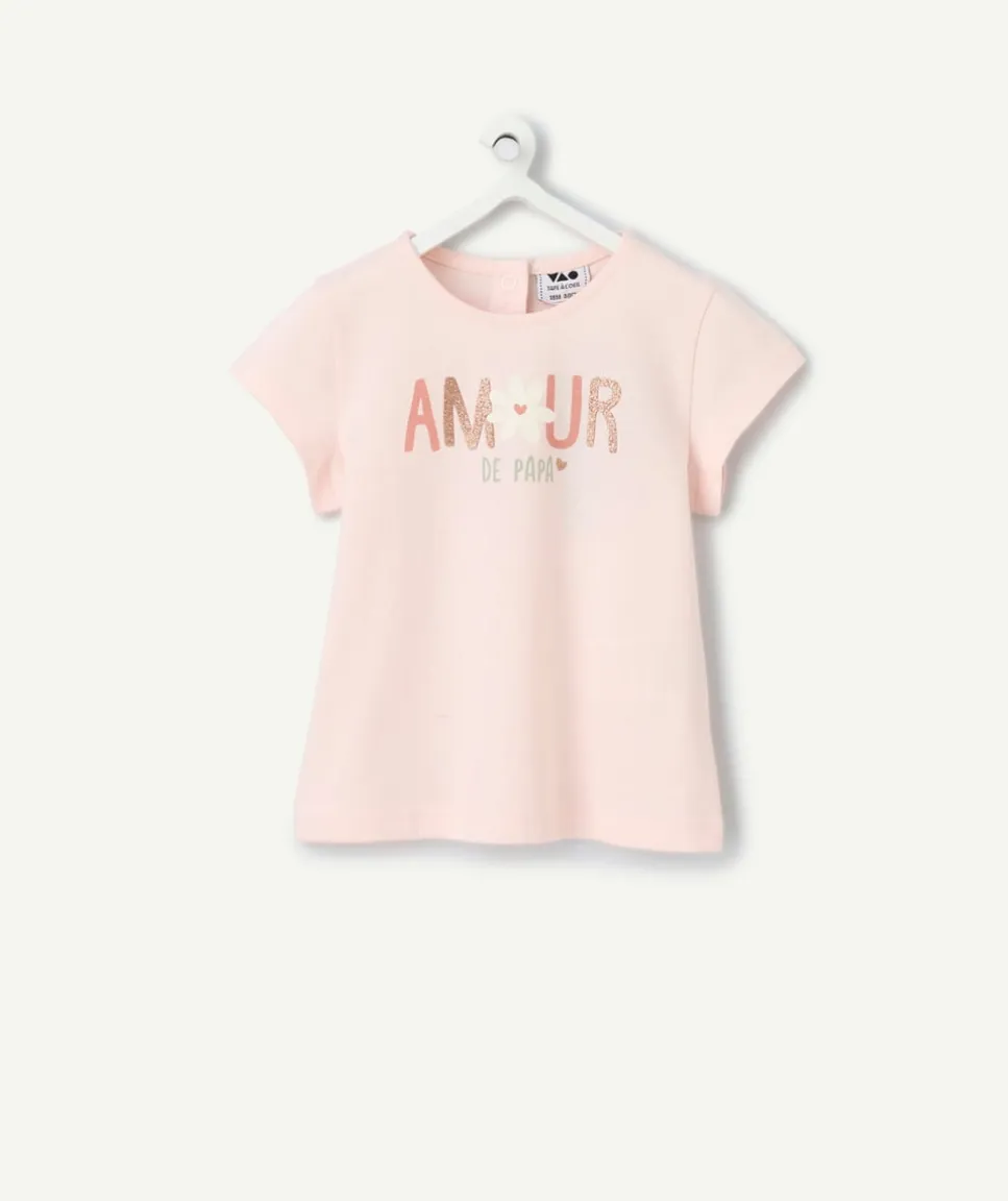 T-shirt rose bébé fille message amour