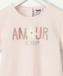 T-shirt rose bébé fille message amour