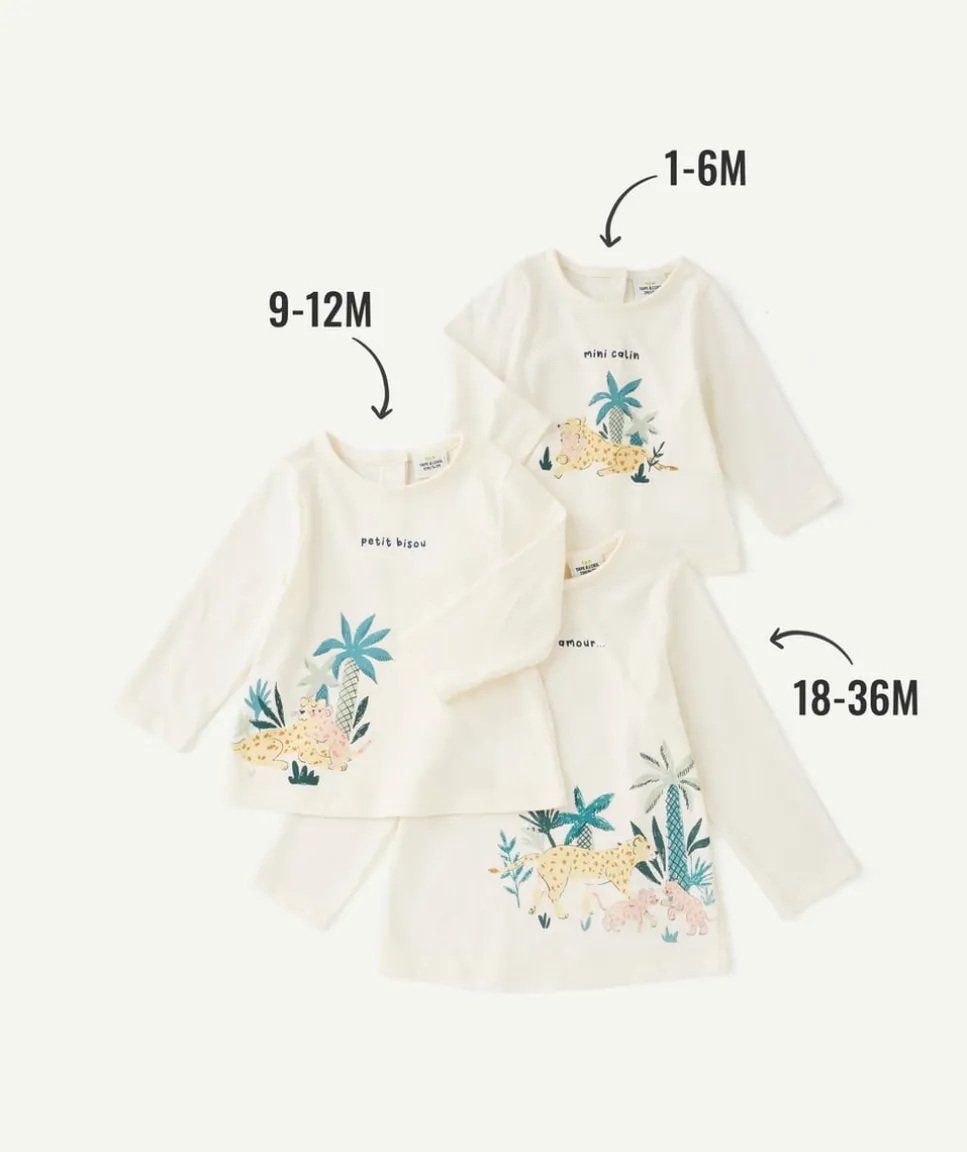 T-shirt évolutif à manches longues bébé fille en fibres recyclées