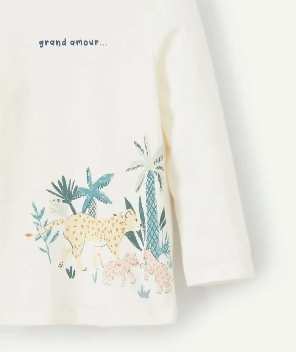 T-shirt évolutif à manches longues bébé fille en fibres recyclées