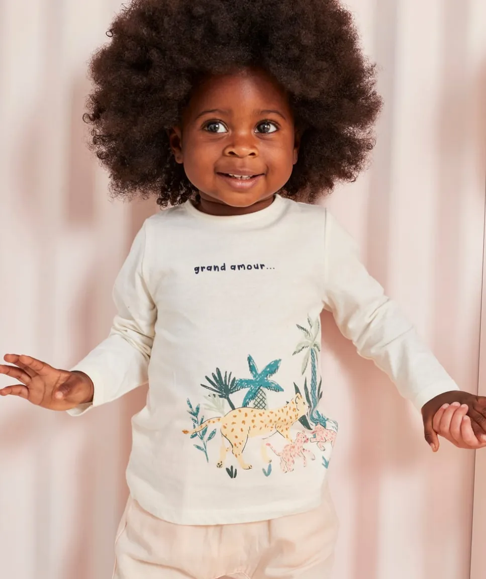 T-shirt évolutif à manches longues bébé fille en fibres recyclées