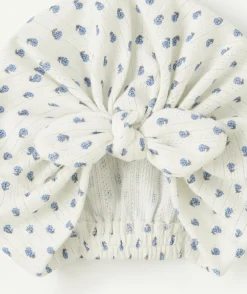 Turban bébé fille imprimé blanc et bleu