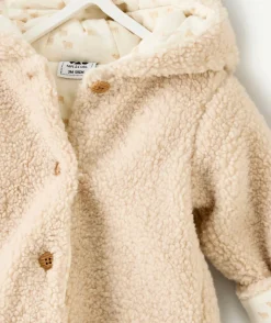 Veste bébé en sherpa beige avec petites oreilles