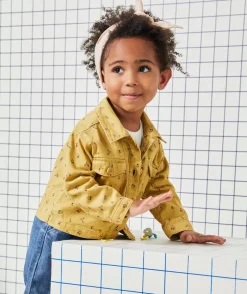 Veste bébé fille en fibres recyclées jaune imprimé fleuri