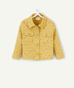 Veste bébé fille en fibres recyclées jaune imprimé fleuri