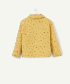 Veste bébé fille en fibres recyclées jaune imprimé fleuri