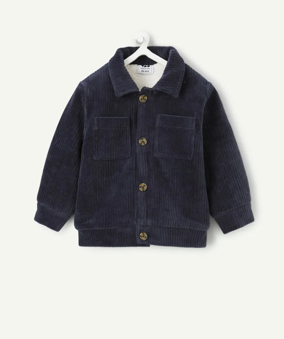 Veste bébé garçon en velours bleu marine