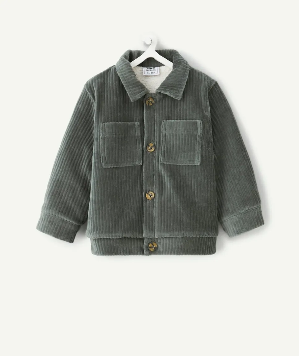 Veste bébé garçon en velours côtelé vert