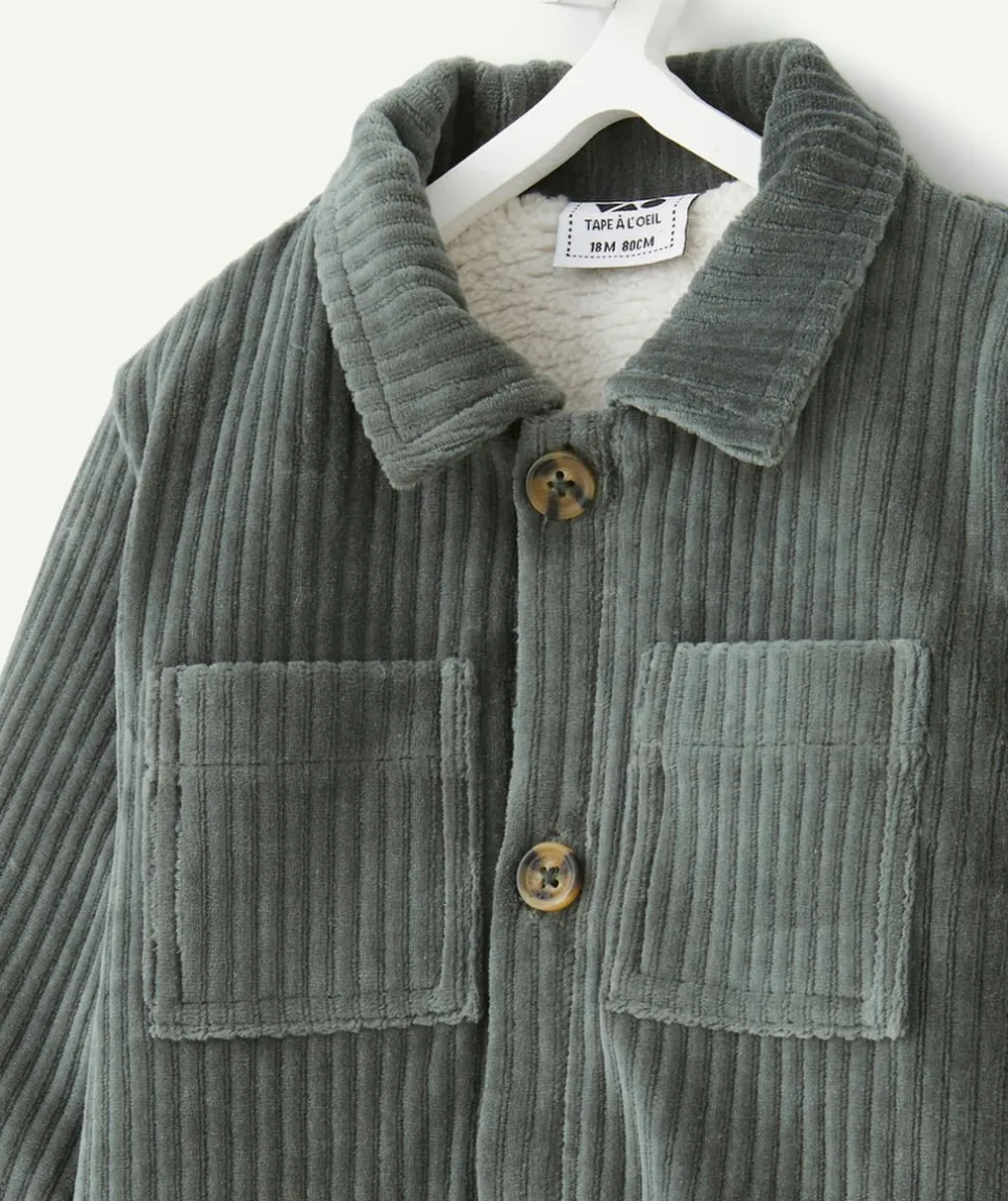 Veste bébé garçon en velours côtelé vert