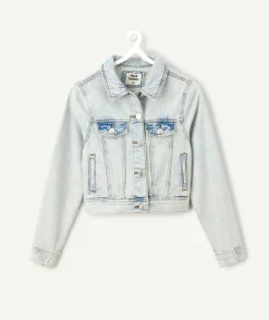 Veste en jean délavée fille