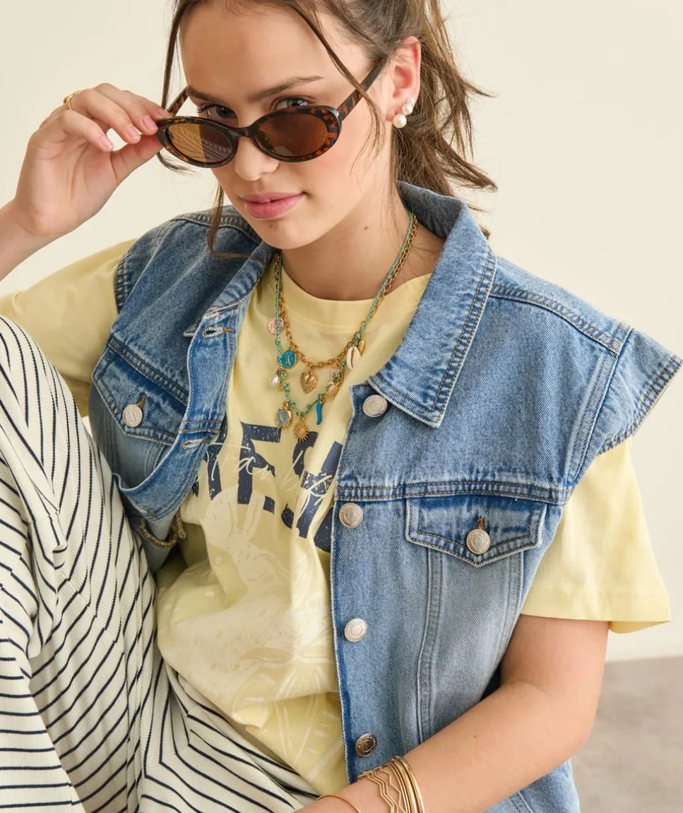 Veste en jean fille sans manches