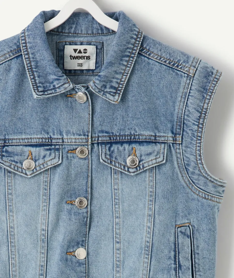 Veste en jean fille sans manches