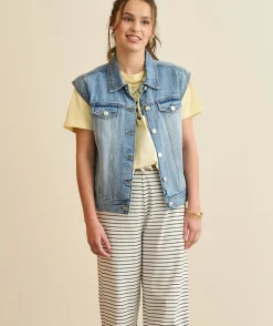 Veste en jean fille sans manches
