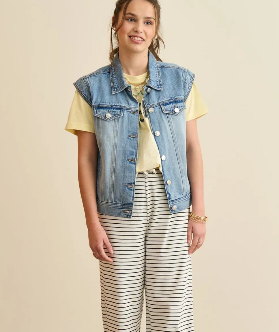 Veste en jean fille sans manches
