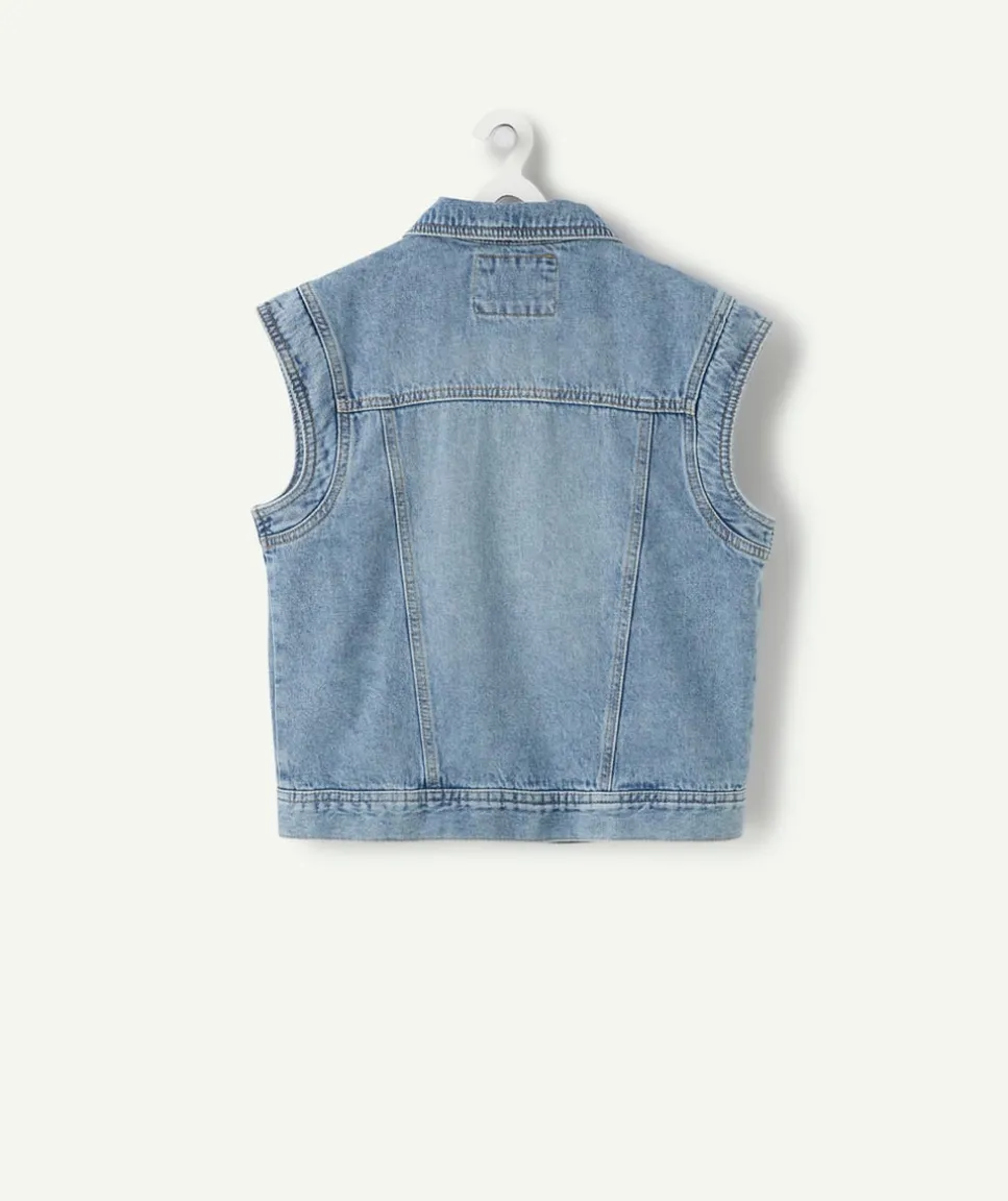 Veste en jean fille sans manches
