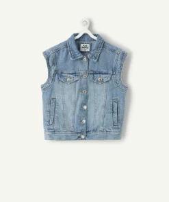 Veste en jean fille sans manches