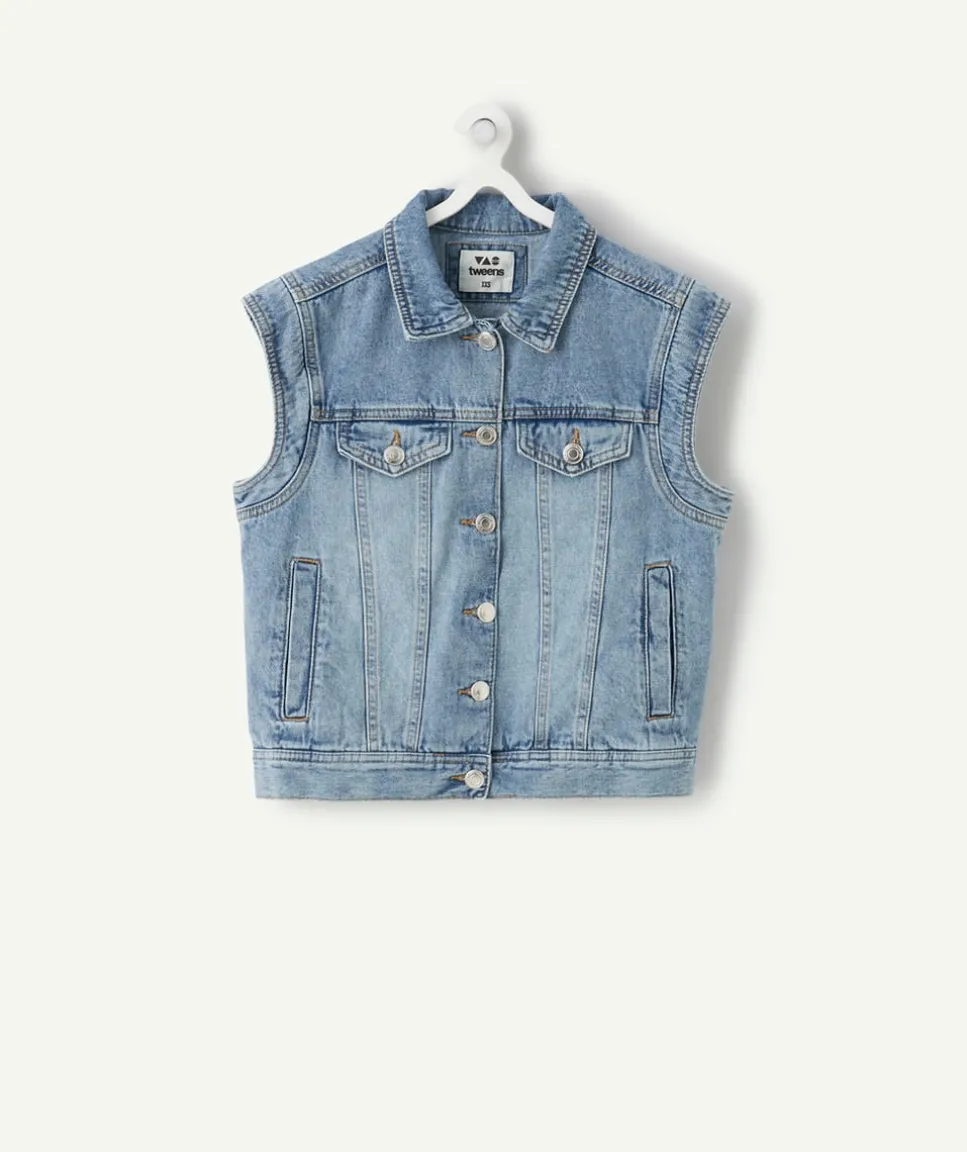 Veste en jean fille sans manches