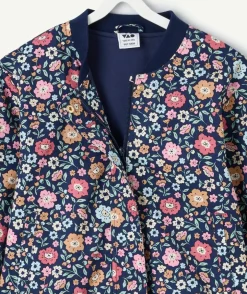 Veste fille bleu marine fleurie