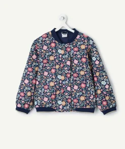 Veste fille bleu marine fleurie