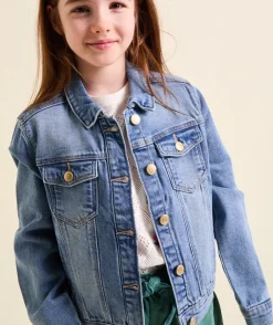 Veste fille en denim bleu lower impact