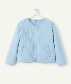 Veste fille matelassée bleu zip
