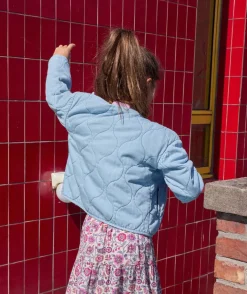 Veste fille matelassée bleu zip