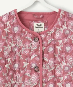 Veste fille matelassée fleuri rose