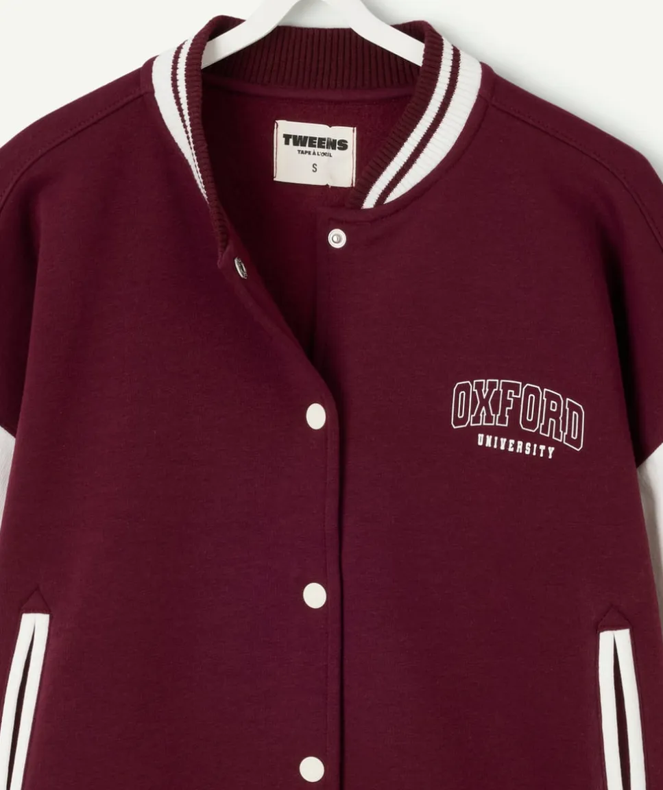 Veste fille teddy bordeaux