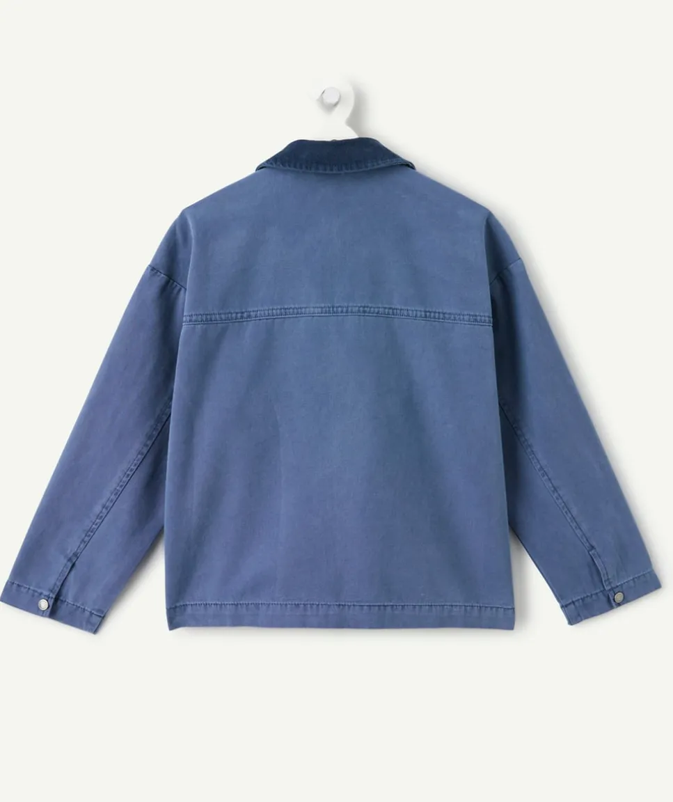 Veste garçon bleu zip col contrasté