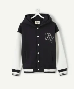 Veste garçon noir imprimé varsity