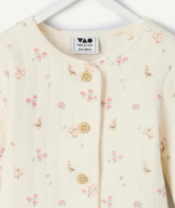 Veste naissance fille imprimé fleuri