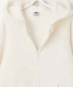 Veste polaire à capuche fille crème