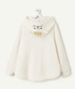 Veste polaire à capuche fille crème