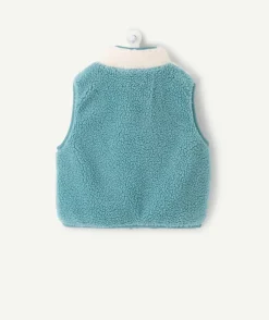 Veste sans manches bébé garçon sherpa bleue et blanche