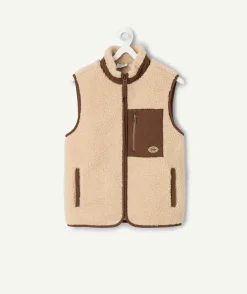 Veste sans manches garçon polaire beige