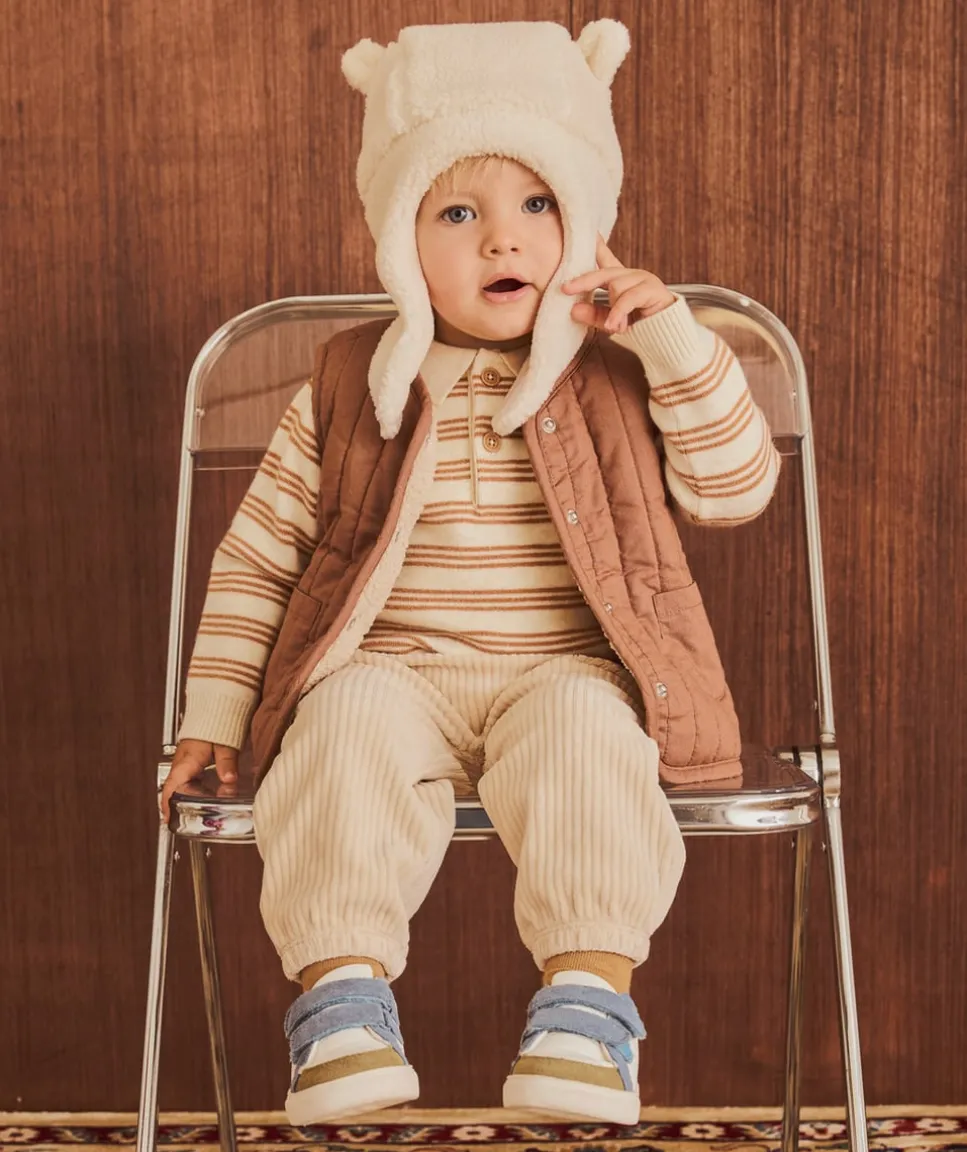 Veste sans manches réversible bébé garçon marron