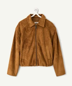 Veste suédine fille marron