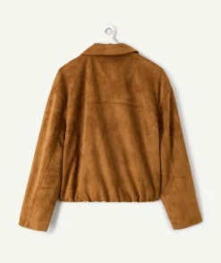 Veste suédine fille marron