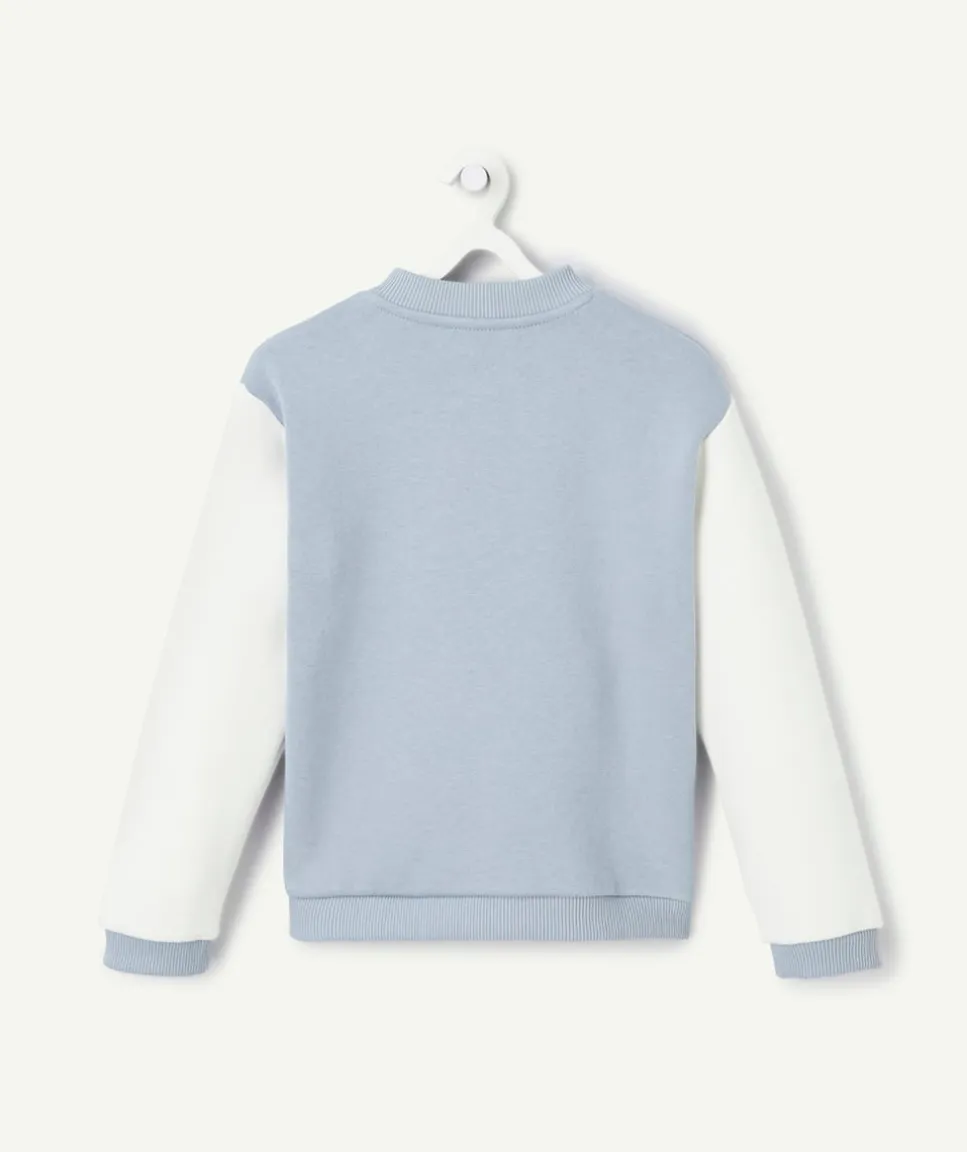 Veste teddy fille en fibres recyclées bleu ciel et blanc